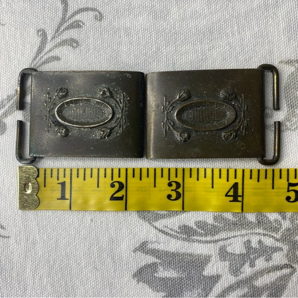 Two Vintage Buckle North & Judd Brass‎ Rose Bowl Stadium Anchor Mark 1930s-1940s